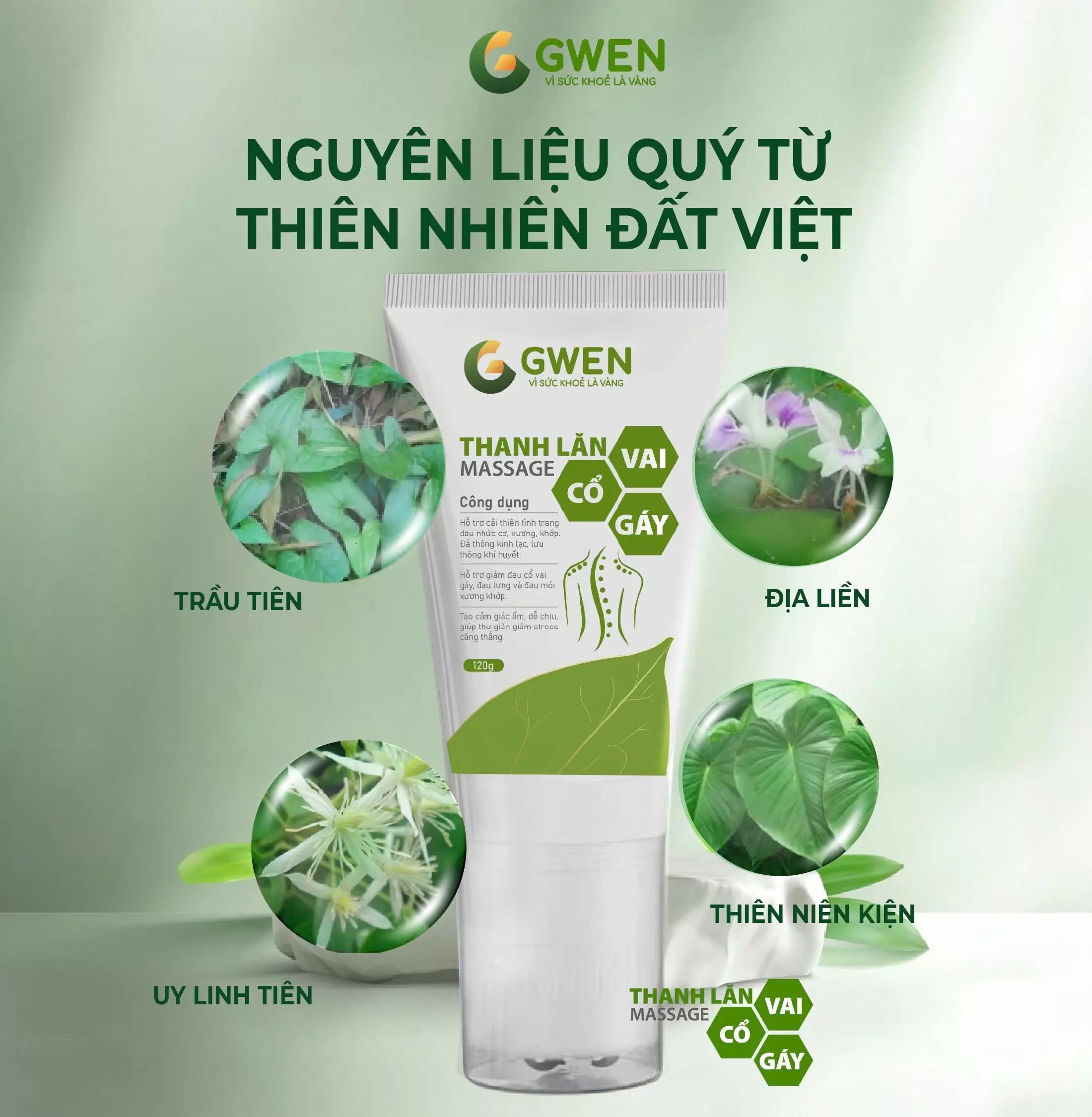 Thanh Lăn Massage Cổ Vai Gáy Gwen 100ml – Giảm Đau Mỏi, Lưu Thông Khí Huyết Hiệu Quả